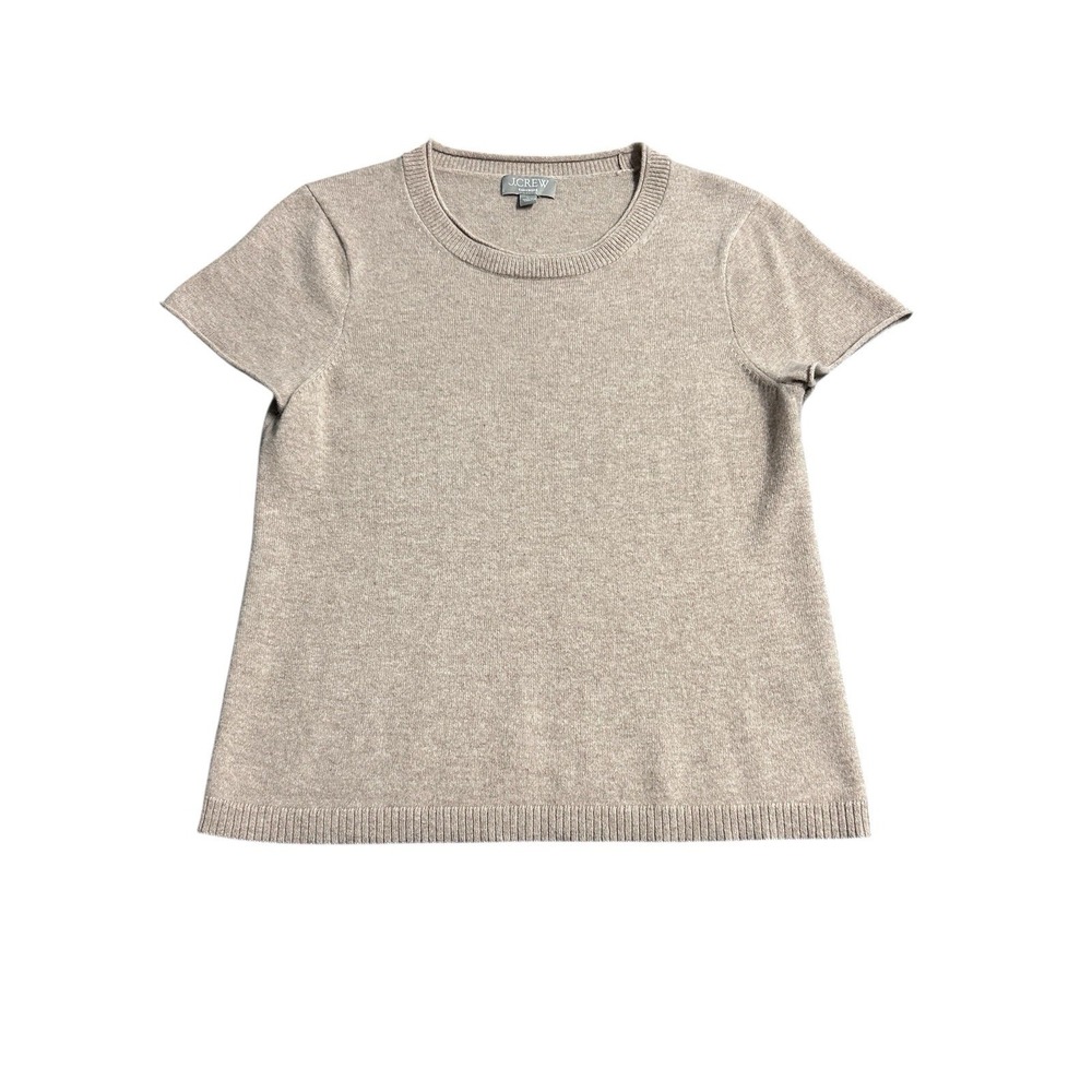 J. Crew Short Sleeve Scoop Neck Sweater in Light Taupe